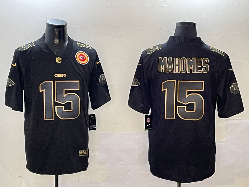 Men Kansas City Chiefs #15 Mahomes black Rainbow 2025 Nike Limited NFL Jersey sytle 10